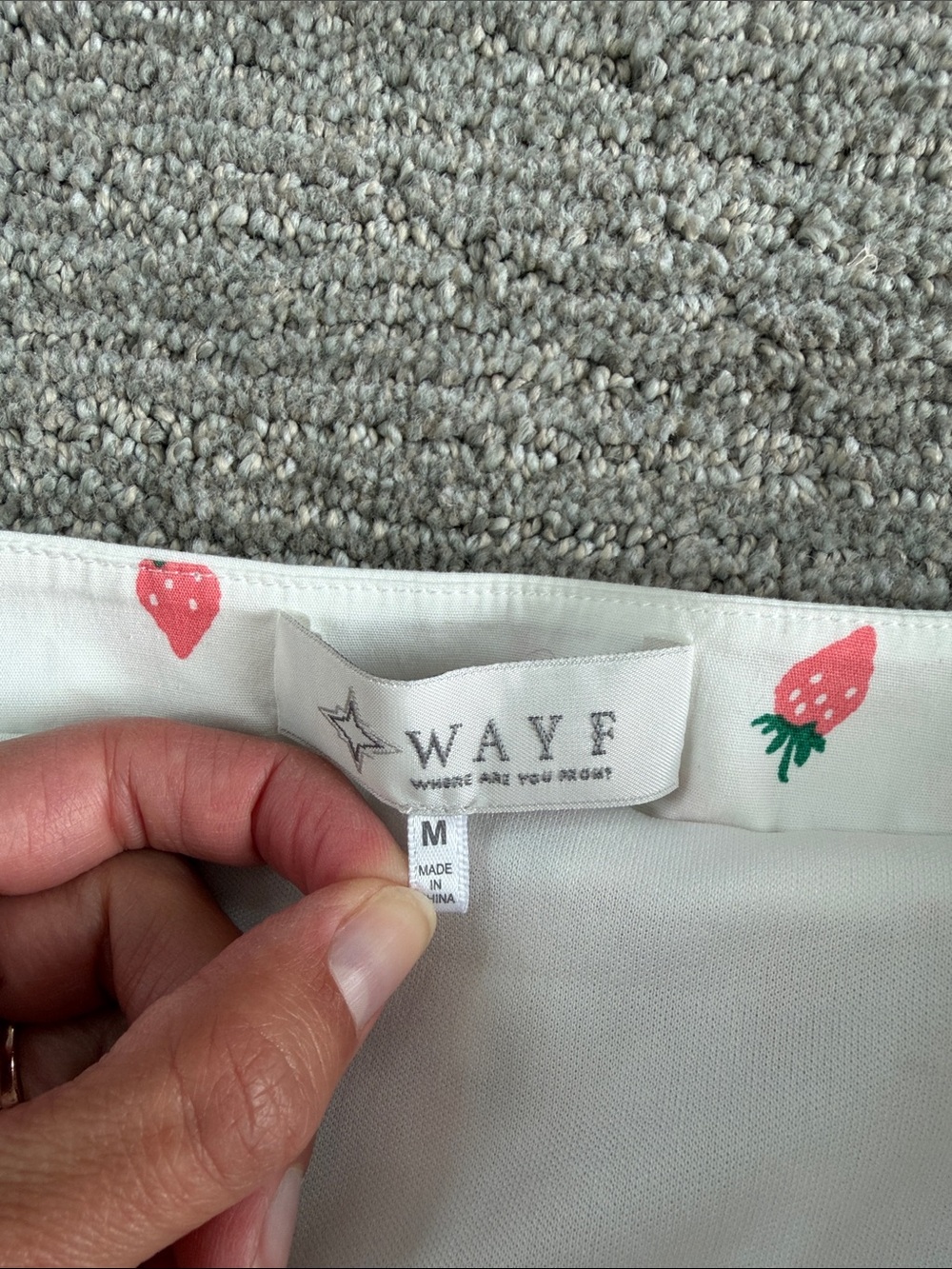 Wayf White Bubble Skirt with Pink Strawberry Print - Picture 2 of 6